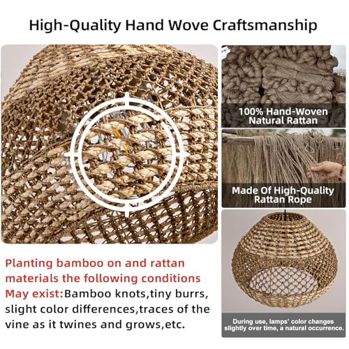 18.9" Rattan Pendant Light