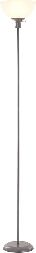 Catalina Lighting 20641-000 Traditional 3-Way Metal Torchiere Floor Lamp, Standing Lamp, Living Room Light, LED Bulb NOT Included, 70.5", Silver