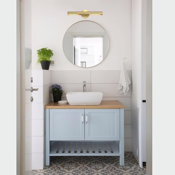 2 Lights Brass Bathroom Vanity Light Fixtures, Modern Metal Shade Wall Sconce, Bathroom Sconces Wall Lighting, Room Decor Picture Light, Wall Lights for Mirror, Living Room, Hallway