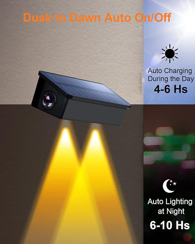 Solar Fence Lights Outdoor Waterproof LED Spot Lens for Step, Wall, Deck, Patio, Yard, Rail, Garage, Pool, Stair, Balcony, Walkway, Garden Landscaping Enhanced Security Easy Install Warm White 8 pack