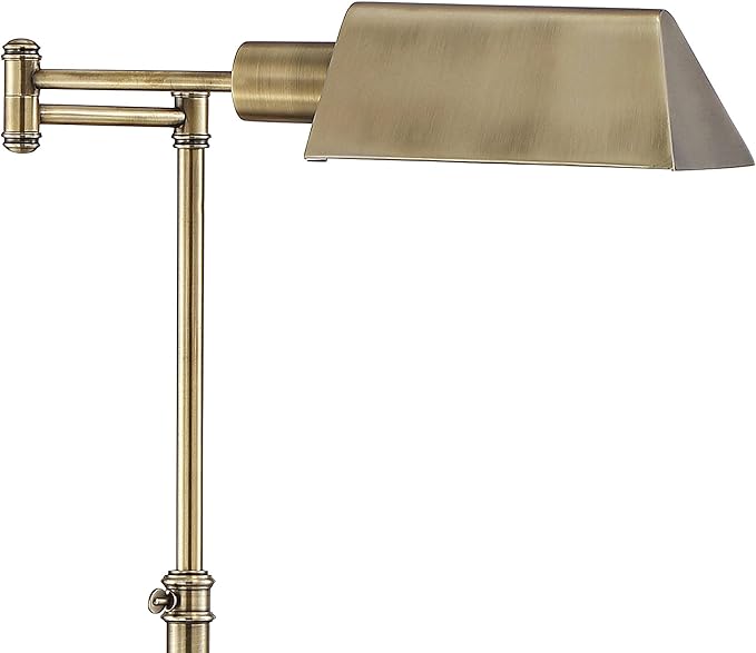 Regency Hill Jenson Traditional Farmhouse Vintage Style Pharmacy Floor Standing Lamp with Riser 58" Tall Aged Brass Gold Metal Adjustable Swing Arm Decor for Living Room Reading House Bedroom Home