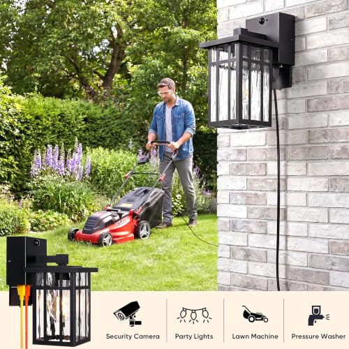2 Pack Motion Sensor Outdoor Wall Lights with GFCI Outlet (2 Count)