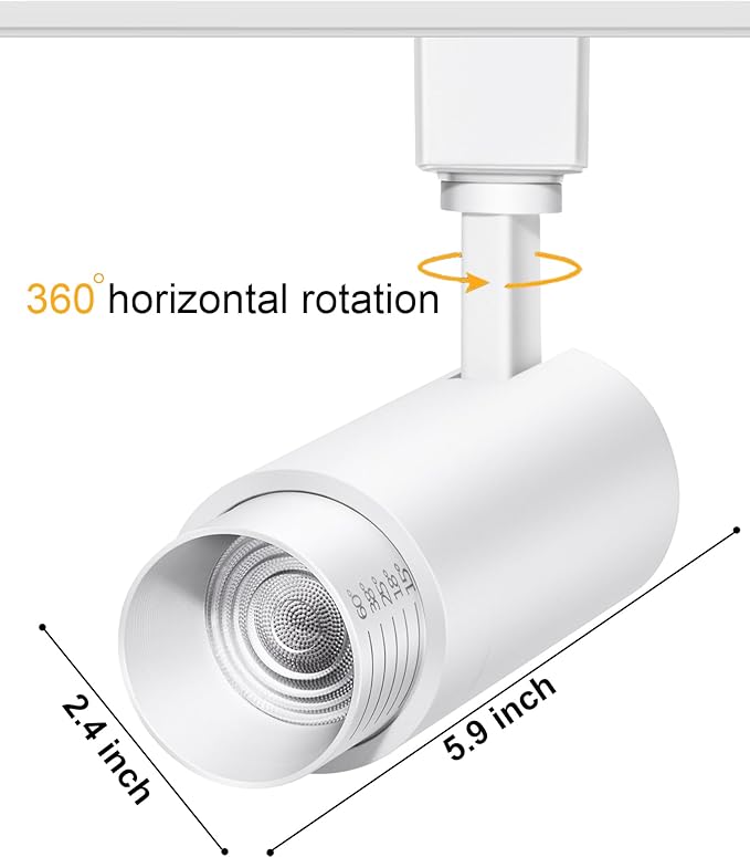 12W LED Track Lighting Heads,2700K-6500K Stepless Dimming H Type Dimmable Rail Ceiling Track Lights Fixtures for Kitchen,Flicker Free 15° to 60° CRI90 1200LM,White 10 Pack - Aura Lighting