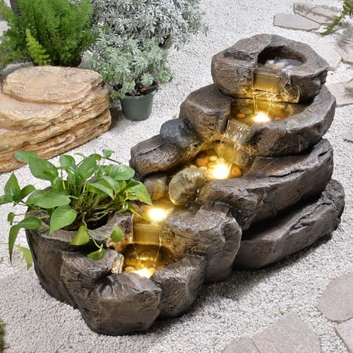 38.2" L Garden Rock Water Fountain Outdoor
