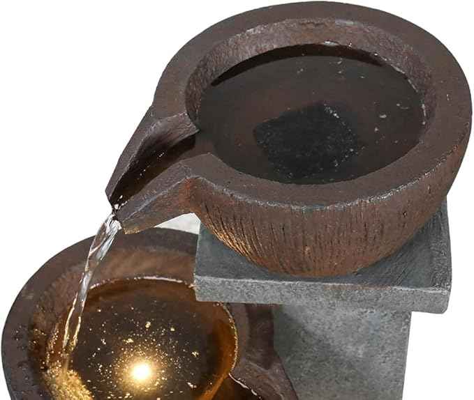 SunJet 4-Tier Outdoor Water Fountain Resin Waterfall Fountains Decor with LED Lighting Natural Polyresin Looking Stone Decor for Garden Patio Fold Court Yard Deck 11.4" L x 11.8" W x 32.8" H