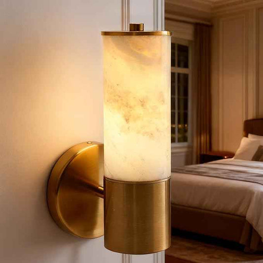 Wall Sconces Modern Sconces Wall Lighting Vanity Light Fixtures with Marble lampshade, Black Wall Mount Lights for Living Room Corridor Mirror Bedroom Stairs(Bulb Include) (Gold, 1 pcs)