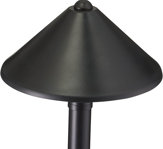VOLT Conehead 12V Black Brass Path Light (7" Shade, 25" Tall) for Low Voltage Landscape Lighting on Outdoor Pathway, Walkway, Garden, Driveway or Patio - Aura Lighting