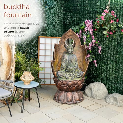 59" Tall Outdoor Buddha Fountain with LED Lights