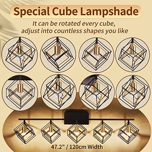 Bathroom Vanity Light with 5 Bulbs Bathroom Light Fixtures Over Mirror with Rotatable 5 Cube Shades Modern Wall Mounted Matte Black