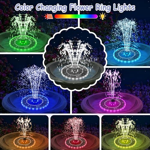 Solar Fountain Colorful Ring Lights