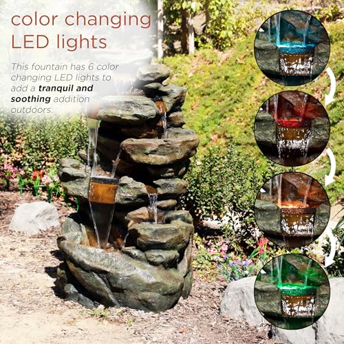 51" Tall 6 Tier Outdoor Rainforest Waterfall Floor Fountain