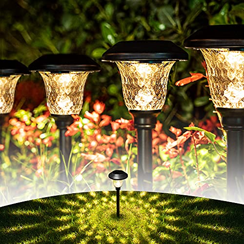 Metal & Glass Solar Lights Outdoor (8 Count)