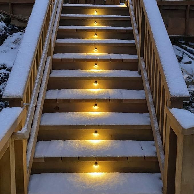 FVTLED Pack of 6 Warm White LED Deck Lights kit Φ1.38 Outdoor Garden Yard Decoration Lamp Recessed Pathway Step Warm White LED Lighting, Black