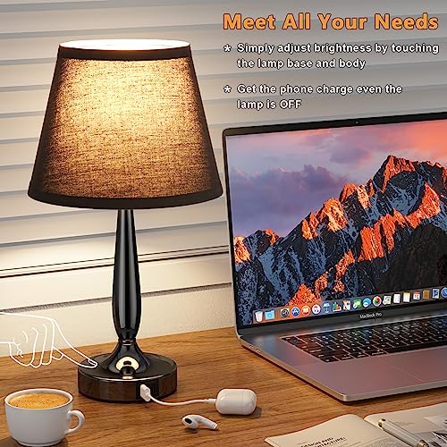 Touch Bedside Lamp for Bedroom with USB C Port