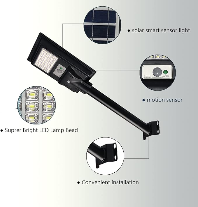 2 Pack Solar Lights Outdoor, IP65 Waterproof Solar Street Lights Outdoor, 6000K Dusk to Dawn Solar Security Flood Lights Motion Sensor with Remote Control for Yard, Parking Lot, Garage, Porch - Aura Lighting