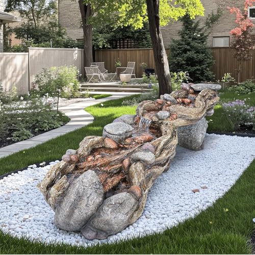 60" Long Cascading Outdoor Rock Water Fountain