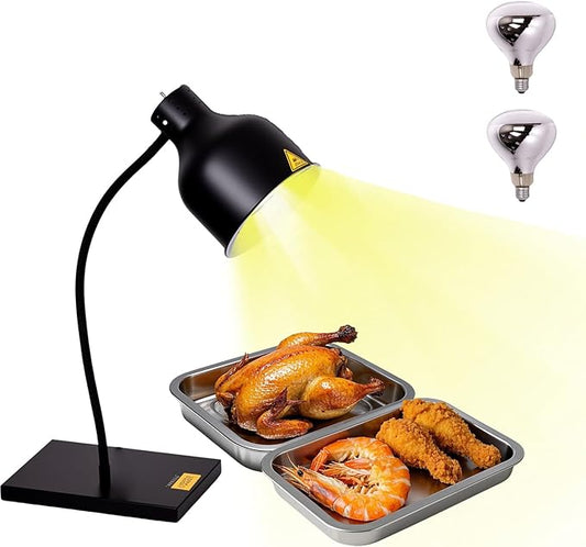 Food Heat Lamp Commercial Food Warmer Lamp, 275W Heat Lamp for Food Heating Catering Food Warming Lamp for Food Service Restaurant Buffet Kitchen (Single Head Black)