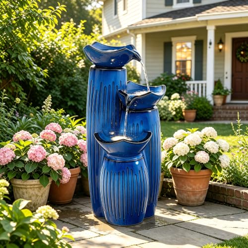 Autodaya 30" H Modern Ceramic Outdoor Water Fountain