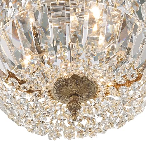 3 Light Spectra Crystal Olde Brass Flush Mount