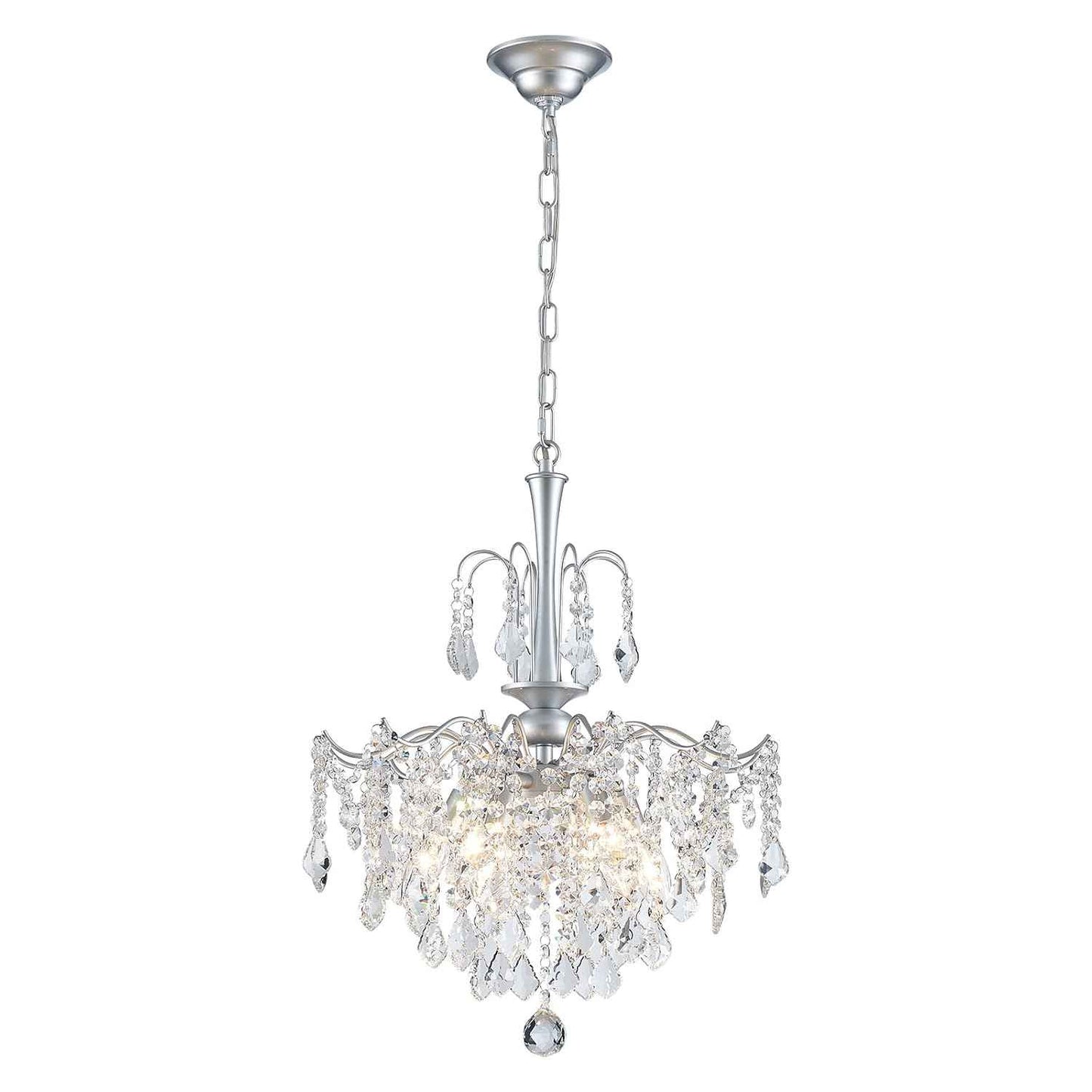 Modern Crystal Chandelier, Chrome Candle Chandeliers for Dining Room Lighting Fixtures Hanging, Kitchen Ceiling Hanging Pendant Light for Bedroom Living Room Kitchen Island Hallway