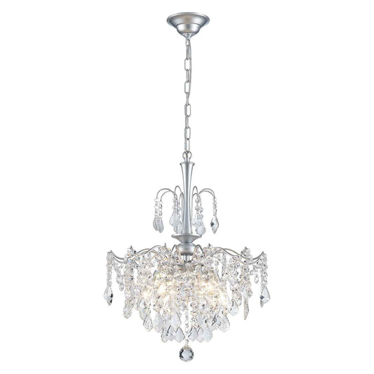 Modern Crystal Chandelier, Chrome Candle Chandeliers for Dining Room Lighting Fixtures Hanging, Kitchen Ceiling Hanging Pendant Light for Bedroom Living Room Kitchen Island Hallway