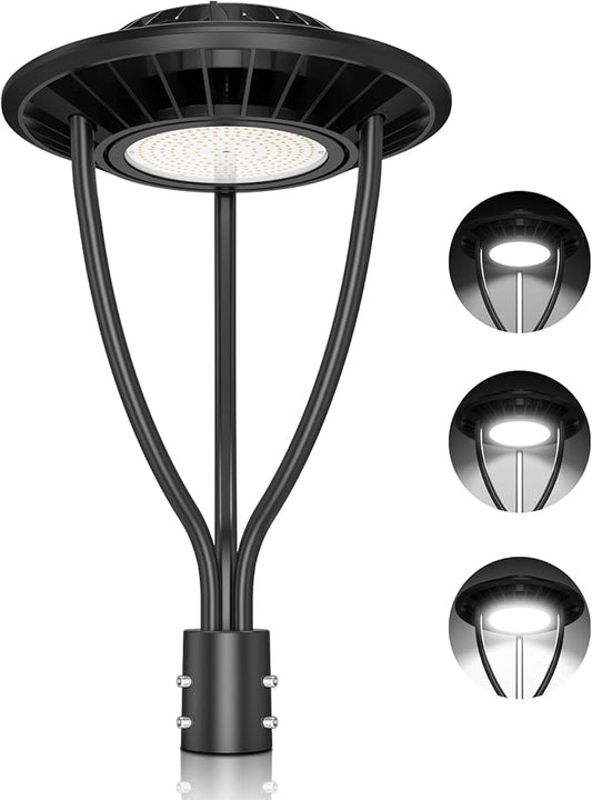 ADUB 100W 80W 60W LED Post Top Light with Photocell, DLC ETL Listed Outdoor Pole Light Fixture 14000 LM, 5000K LED Lamp Post Light, IP65 Commercial Street Area Lighting for Parking Lot Yard, 120-277V