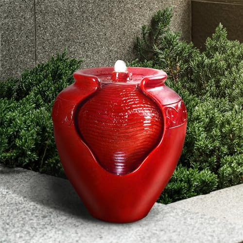 Outdoor Pot Fountain with LED Lights and Pump