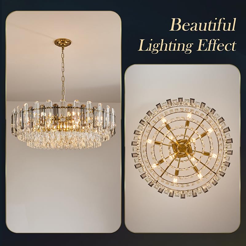 31.5" Modern Crystal Chandelier Gold 3