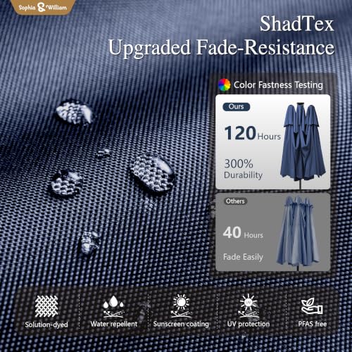 13ft 2 Tier Patio Umbrella with Solar Lights&Base