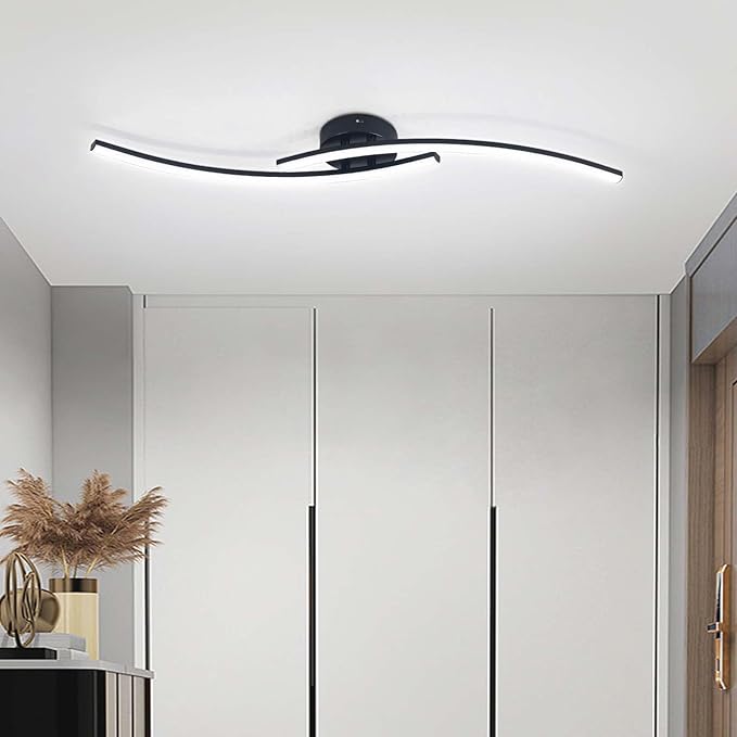Modern LED Ceiling Light 22W Black Linear Ceiling Lights Fixture 6000K Aluminum 31.4Inch Long Flush Mount Ceiling Light Fixture Lamp for Bedroom Hallway Kitchen Bathroom - Aura Lighting