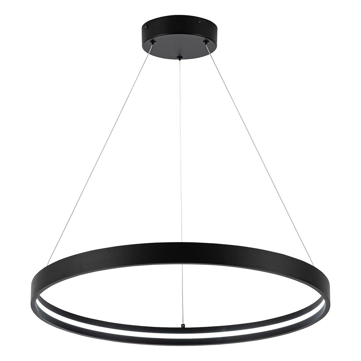 Modern Led Chandeliers Black, Dimmable Contemporary LED Chandeliers 1 Ring, Hanging Led Modern Pendant Light Fixture for Living Room Kitchen lsland Dining Room Foyer Office Entryway 6000k