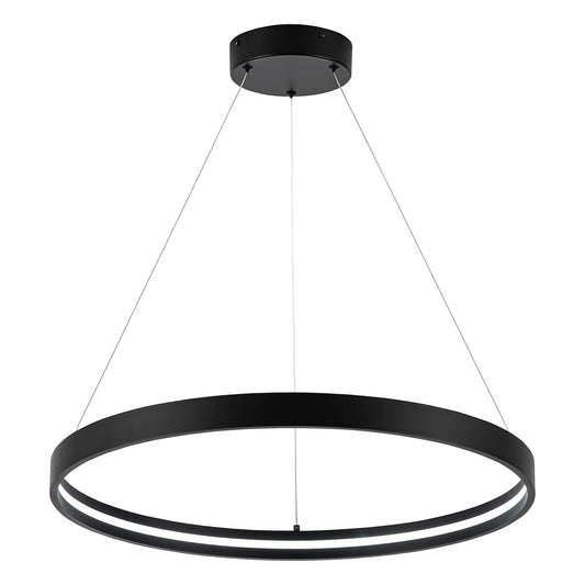 Modern Led Chandeliers Black, Dimmable Contemporary LED Chandeliers 1 Ring, Hanging Led Modern Pendant Light Fixture for Living Room Kitchen lsland Dining Room Foyer Office Entryway 6000k