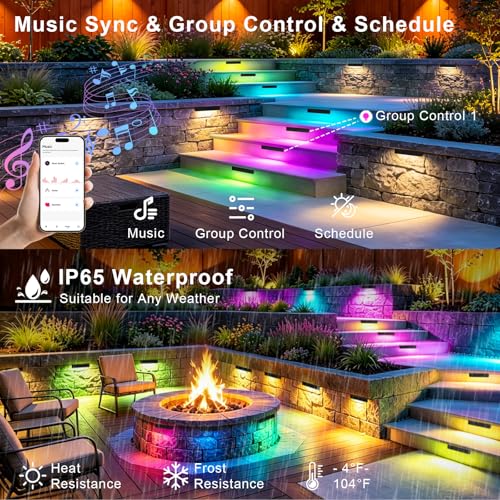 4 Pack 7 Inch RGBCW Retaining Wall Lights (4 Count)