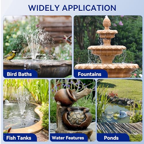 7W Solar Fountain Pump with 3600mAh Battery Backup & Pond Filter