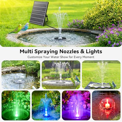 12W Solar Fountain Pump with 4200mAh Battery Backup& Remote RGB LED Lights