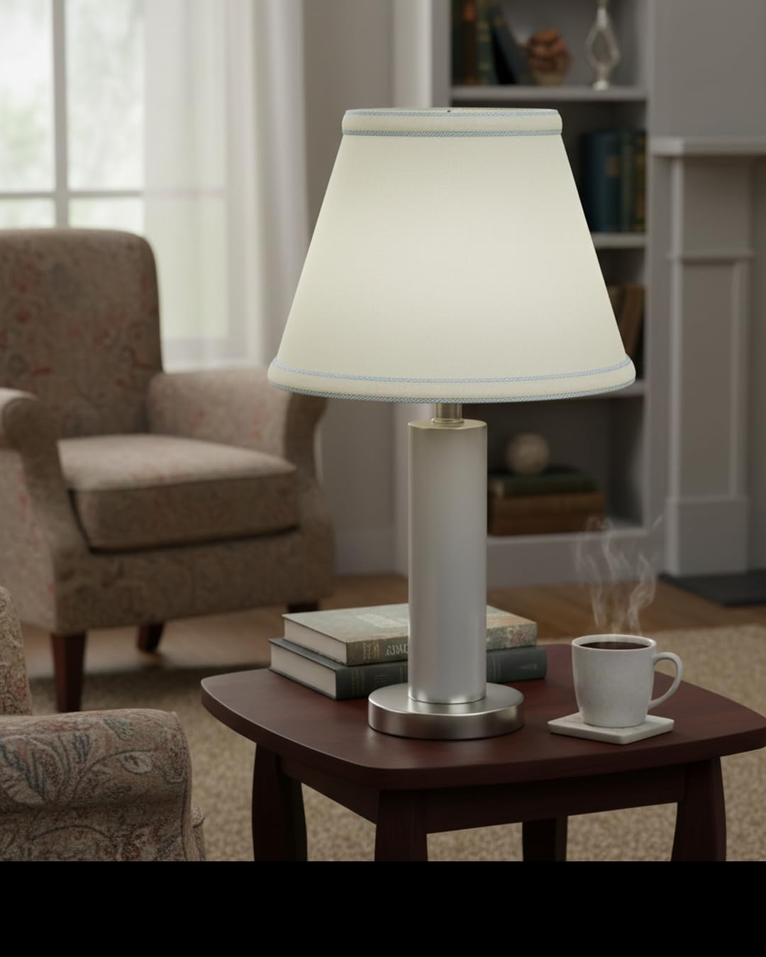 58909 Empire Uno Lamp Shade in Cream with Powder Blue