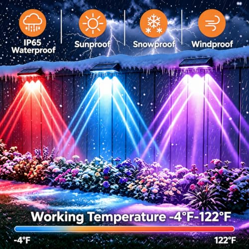 Solar Fence Lights Outdoor 6 Pack