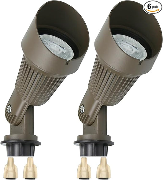 Lumina Lighting® 4W Landscape lighting 12V Landscape Lights Low Voltage Landscape Spotlights Warm White Waterproof Outdoor Replaceable LED Bulb for Garden, Lawn, Porch, Patio and Yard (Bronze, 2-Pack) - Aura Lighting