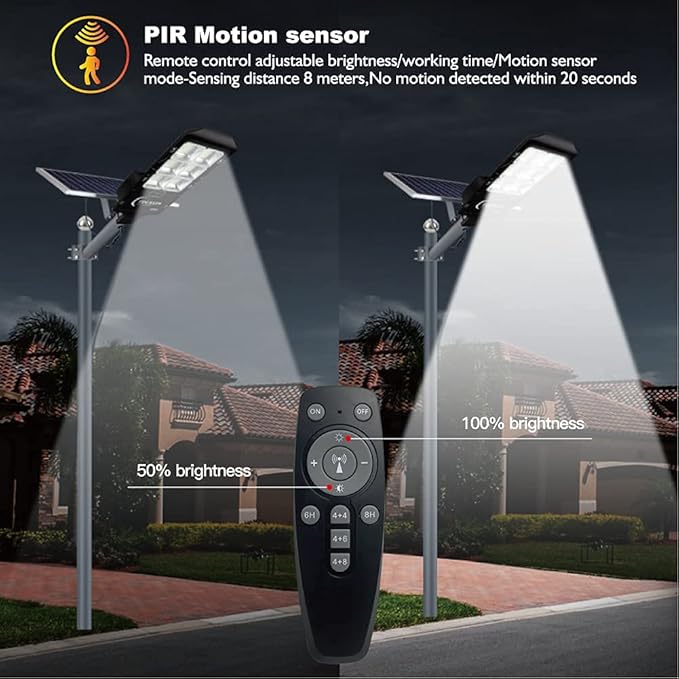 600W Solar Flood Street Lights Outdoor,Solar Security Lights 30000 Lumens Dusk to Dawn Solar Powered Led Lighting IP66 Waterproof Pole Light with Motion Sensor for Parking Lot,Stadium,Garden,Yard