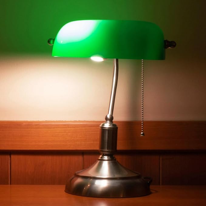 Homoyoyo 2pcs Vintage Bankers Lampshade Replacement Cover High-temperature Resistant Green PP Plastic Easy to Install Decorative Indoor Table Lamp Shade for Classic Desk Lighting