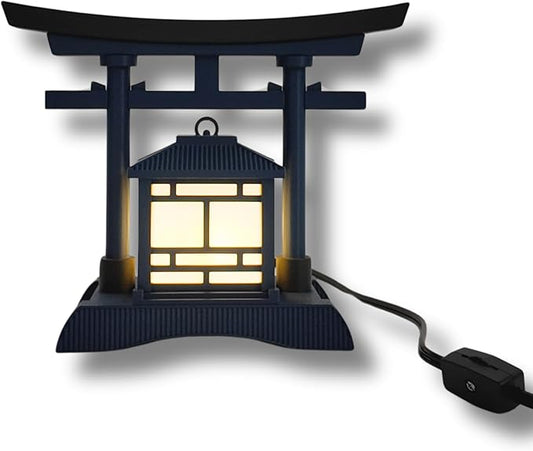 Japanese Torii Gate Lantern - Exquisite Japanese Decor for Home and Room | Unique Desk Lamp and Table Lamp Design | Mini Japanese Lantern Transforms Any Space (Midnight Navy)