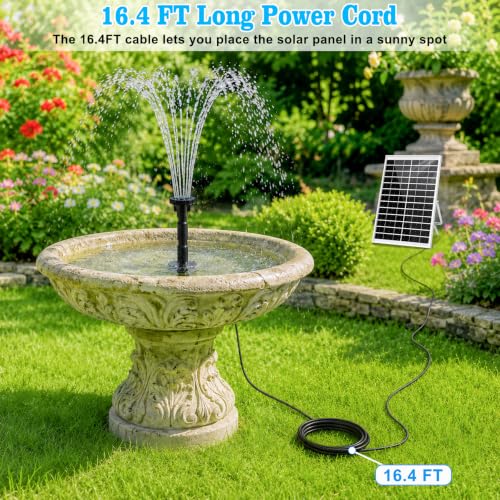 15W Solar Fountain Pump with 6 Spray Modes for Bird Bath Pond Outdoor