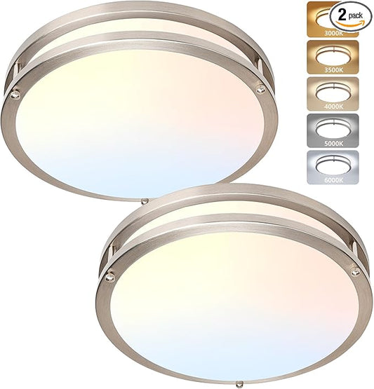 14 Inch Flush Mount Ceiling Light - 2 Pack 36W 3000K/3500K/4000K/5000K/6000K Dimmable Led Ceiling Light Fixture for Kitchen Hallway Bedroom Bathroom - Aura Lighting