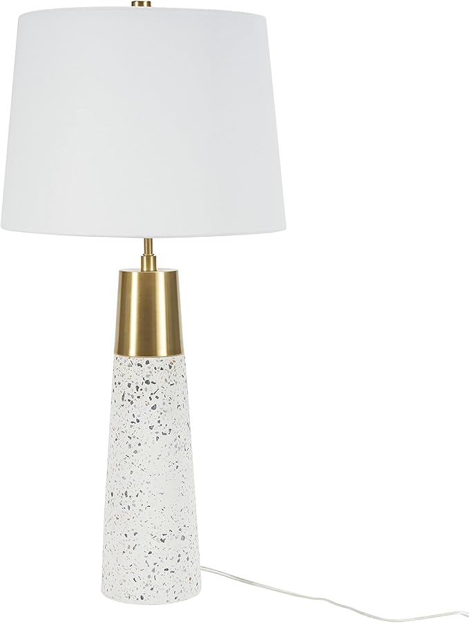 Nourison Home 29" White & Gold Terrazzo Speckled Buffet Lamp, Modern, Contemporary, Glam Table Lamp for Bedroom, Living Room, Dining Entryway