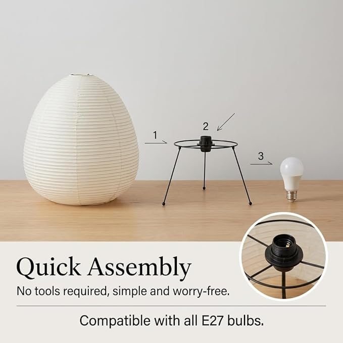 Rice Paper Lantern Lamp, 3-Tier Snowman Shape Wabi Sabi Decor Lamp, Soft Ambient Light Fixture with Metal Stand for Home Bedroom Living Room Apartment Decor (Teardrop Shape)