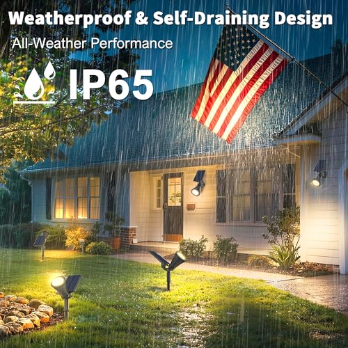 6 Pack Solar Spot Lights Outdoor Waterproof with Focus Beam (6 Count)