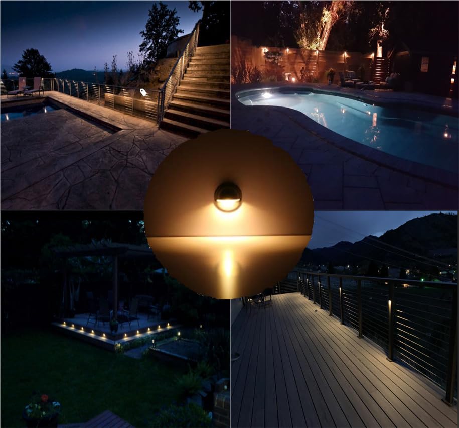 Pack of 10 Warm White Low Voltage LED Deck Lights kit Φ1.38 Outdoor Garden Yard Decoration Lamp Recessed Landscape Pathway Step Stair Warm White LED Lighting (10 Count)