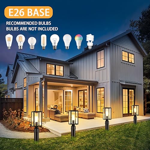 Dusk to Dawn Outdoor Post Lights with Pier Mount Base (2 Count)