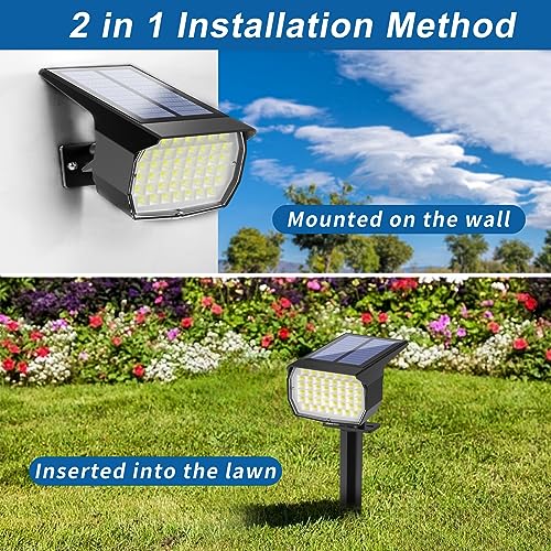 Solar Spot Lights Outdoor Waterproof Spotlight 2 Pack Cool White (2 Count)