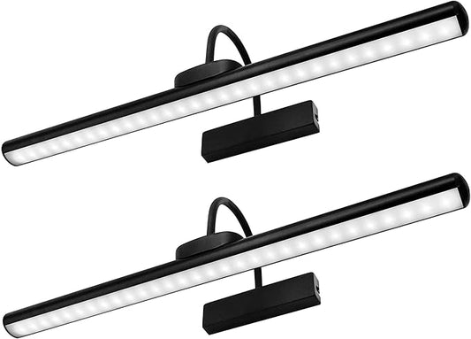 23" Wireless Picture Lights, Rechargeable Battery Art Display Light with Remote Control, Dimmable/Timer Off Dartboard Light, 3 Lighting Modes Full Metal Painting Display Lights(Black-2Pack)